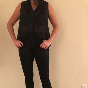 Classic Topshop Black Sheer Tank (Size 4)